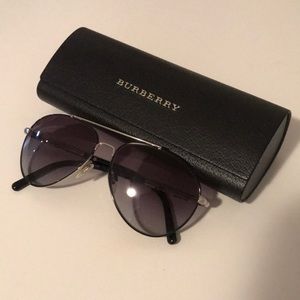 Authentic Burberry Check Detail Pilot Sunglasses